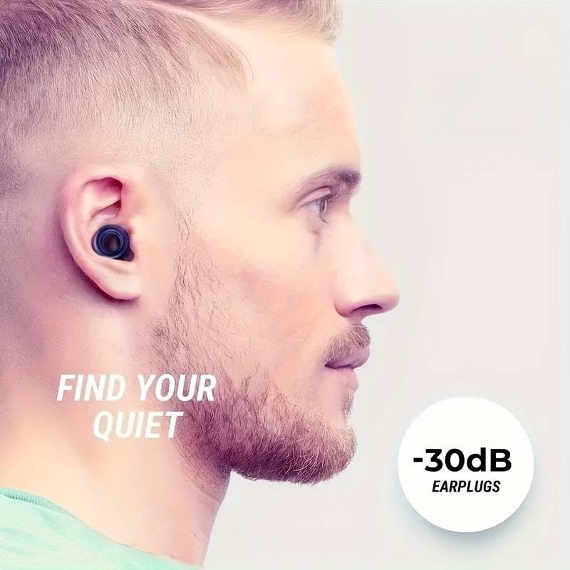 Ear Plugs for Sleep, Reusable Soft Silicone Earplugs Hearing Protection, Ear Plugs Noise Cancelling 30dB for Sleeping, Work, Cafes and Travel - Ear Tips in XS/S/M/L - White