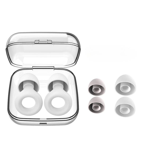 Ear Plugs for Sleep, Reusable Soft Silicone Earplugs Hearing Protection, Ear Plugs Noise Cancelling 30dB for Sleeping, Work, Cafes and Travel - Ear Tips in XS/S/M/L - White