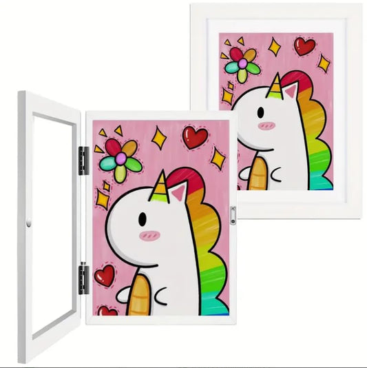 Kids Art Frames,Kids Artwork Display Frame Front Opening A4, Childrens Artwork Display Picture Wooden Frame for 50+ Pictures, Display or Hang Your Kids Artwork(White-2Pcs)