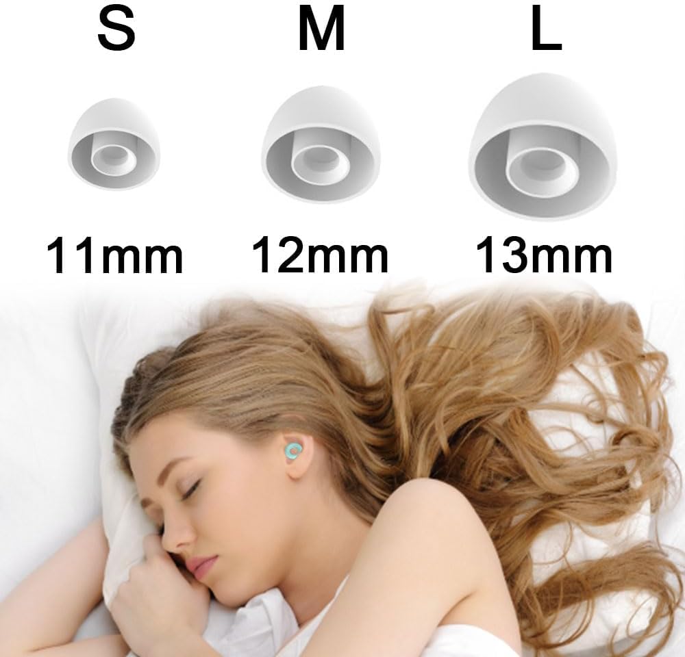 Ear Plugs for Sleep, Reusable Soft Silicone Earplugs Hearing Protection, Ear Plugs Noise Cancelling 30dB for Sleeping, Work, Cafes and Travel - Ear Tips in XS/S/M/L - White