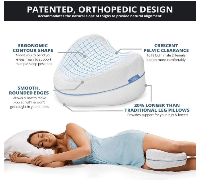 Leg Pillow for Side Sleeper Plus FREE Earplugs | Orthopaedic Leg Pillow for Sleeping Ergonomic |  Memory Foam Leg Support Cushion with Removable and Washable Cover