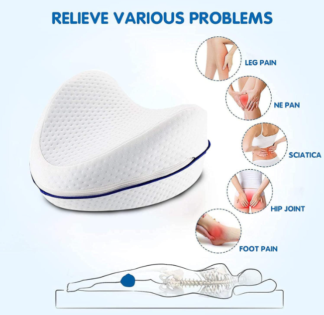 Leg Pillow for Side Sleeper Plus FREE Earplugs | Orthopaedic Leg Pillow for Sleeping Ergonomic |  Memory Foam Leg Support Cushion with Removable and Washable Cover